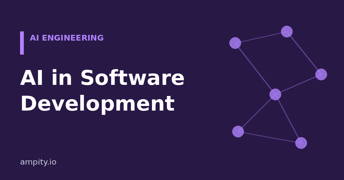 AI in Software Development editorial cover with connected abstract nodes