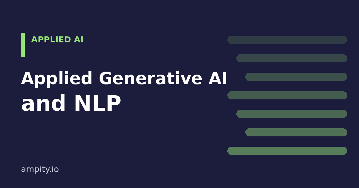 Applied Generative AI and NLP editorial cover with abstract horizontal workflow bands